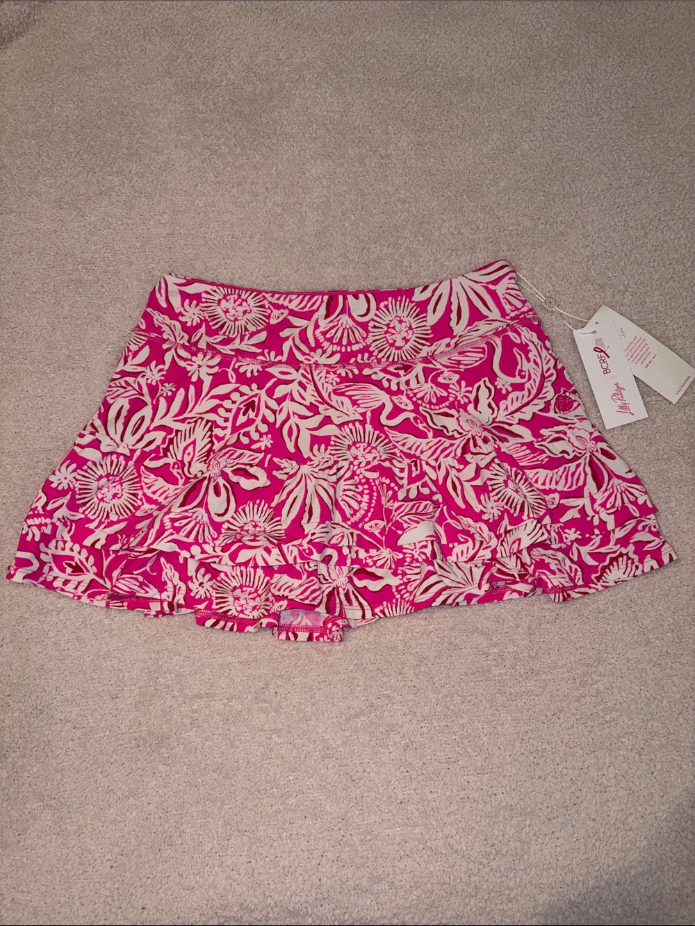 Lilly Pulitzer Hot Pink & White Floral Mini Skirt